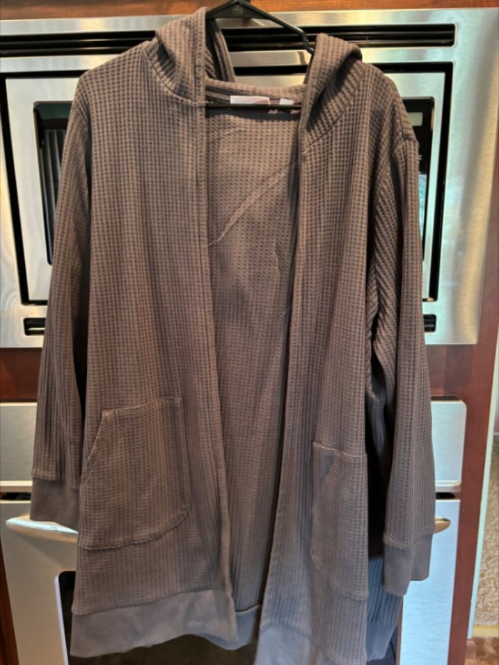 Belle by Kim Gravel Hooded Waffle Cardigan- 2X